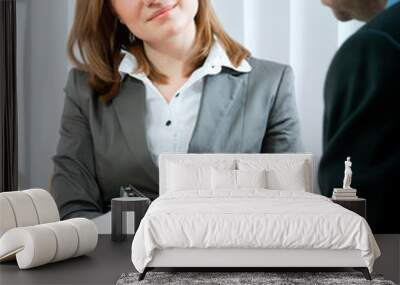 young woman having a job interview in a office Wall mural