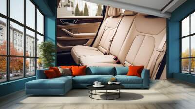 rear seats in the interior of a luxury car, created by a neural network, Generative AI technology Wall mural