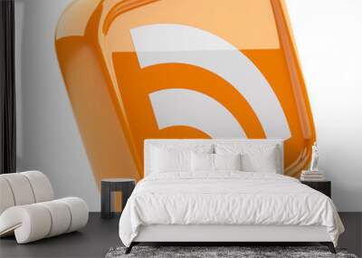 RSS orange symbol 3D. Icon isolated on white background Wall mural