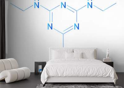 Simazine herbicide molecule. Skeletal formula. Wall mural