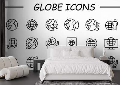 Simple set of globe related outline icons. Elements for mobile concept and web apps. Thin line vector icons for website design and development, app development. Wall mural