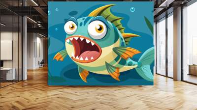 Surprised Fish Character Wall mural