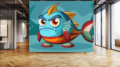 Suspicious Fish Character Wall mural