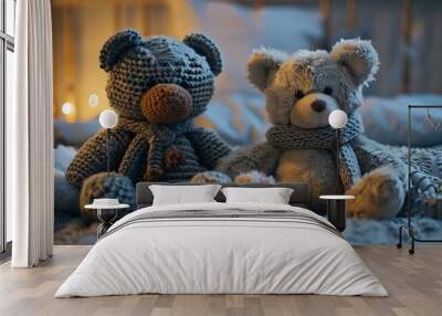 Two teddy bears friends relationship Wall mural