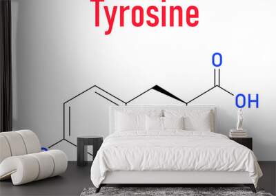 Tyrosine or l-tyrosine, Tyr, Y, amino acid molecule. Skeletal formula. Wall mural