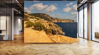 view of malta coast and mediterranean sea at blue grotto, malta Wall mural