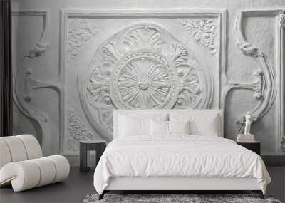 white wall with a pattern on the plaster texture background Wall mural