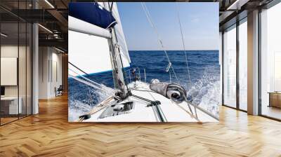 Speed sailing yacht in the sea Wall mural