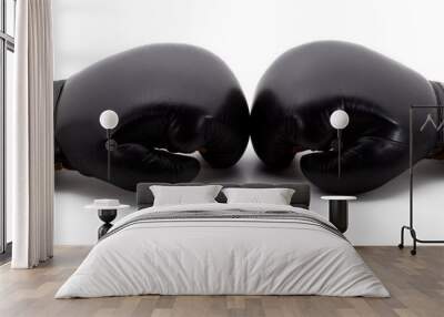 two black boxing gloves isolated on white Wall mural