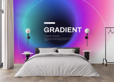 Abstract gradient background with defocused round shape in neon colours. Banner design with colorful blurred gradient blob and place for text. Ideal for header, poster, landing page. Wall mural