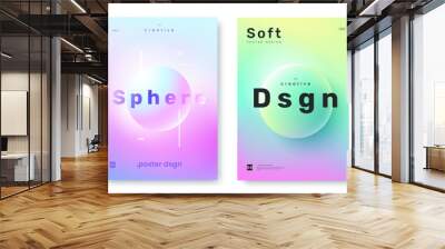 Modern poster design with gradient round sphere in the center. Colorful banner design with 3d gradient background. Ideal for tech event invitation, ad, cover, web. Wall mural