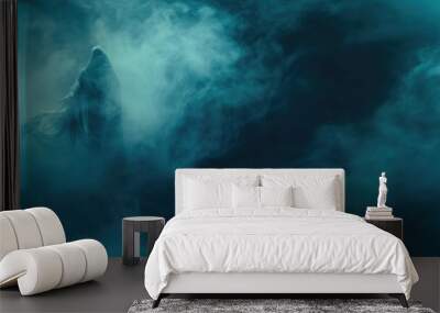 A creepy ghost in the fog. Halloween. Wall mural