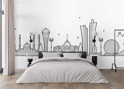 Astana skyline Kazakhstan city vector linear style Wall mural