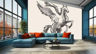 Beautiful unicorn wind vector illustration sketch Wall mural