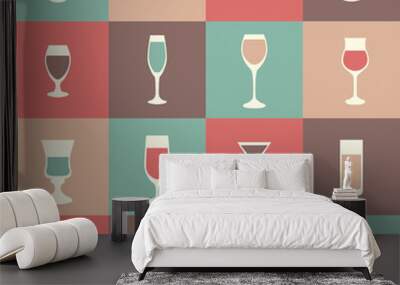 flat icon set drink, cocktail, vector illustration Wall mural