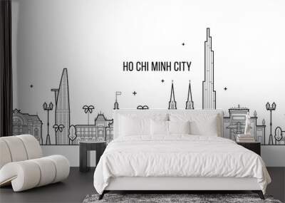 Ho Chi Minh skyline Vietnam city buildings vector Wall mural