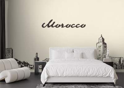 Morocco skyline drawn vector illustration a sketch Wall mural