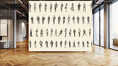 People Sketch, Vector Illustration, Hand Drawing Wall mural