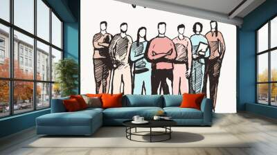 People spirit team volunteers vector care drawn Wall mural