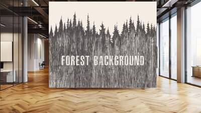 pine forest vector illustration hand drawn, sketch Wall mural