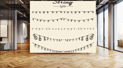 set drawn string lights ement vector illustration Wall mural