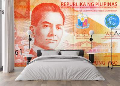 President Manuel Luis Quezon y Molina (1878 - 1944). Portrait from Philippines 20 Pisos Banknotes Wall mural