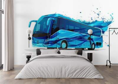 Blue Bus with Paint Splatters Wall mural