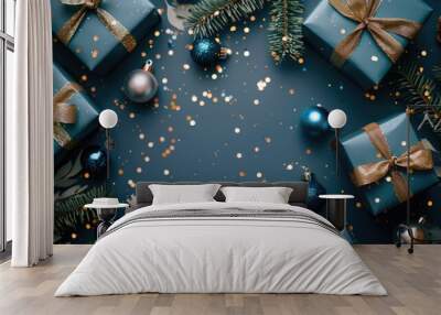 Blue Christmas Background Wall mural