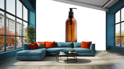 Blank amber glass pump bottle for oil mockup isolated Wall mural