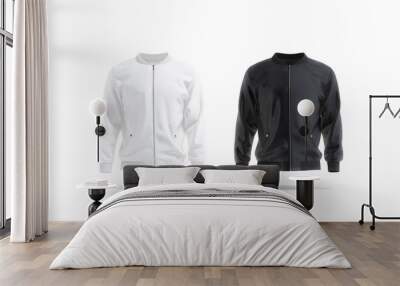 Blank black and white bomber jacket mock up, front view Wall mural