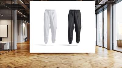 Blank black and white sport sweatpants mockup, front view Wall mural