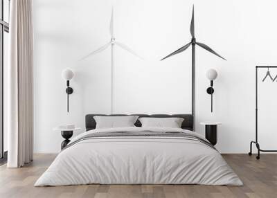 Blank black and white wind turbine mockup, front view Wall mural