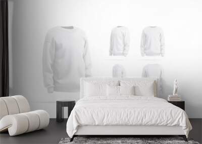 Blank white knitted sweater mockup, different views Wall mural