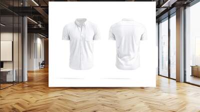 Blank white short sleeve button down shirt mockup, front back Wall mural