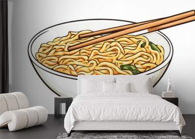 Bowl of noodles with chopsticks Wall mural