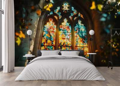 Church stained glass window Wall mural