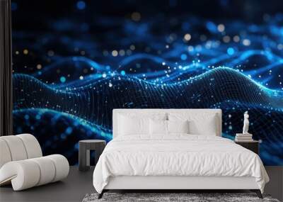 Close-up of blue light wave Wall mural