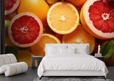 Close up of bunch of oranges and grapefruit Wall mural