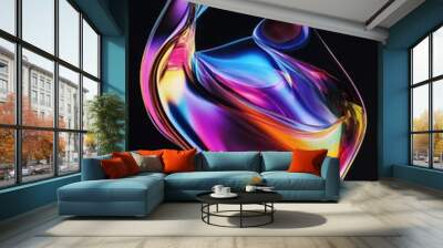 Colorful Object on Black Background Wall mural