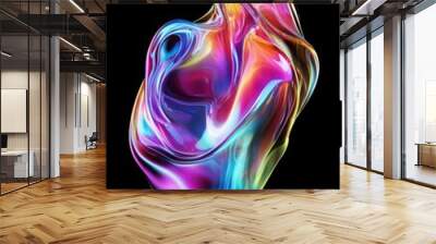 Colorful Swirl on Black Background Wall mural