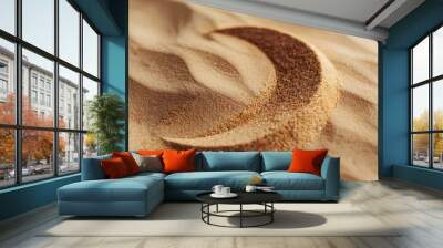 Crescent moon on sandy surface Wall mural