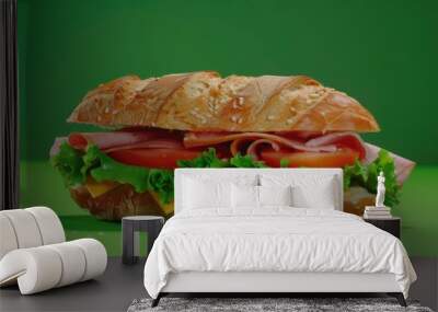 Croissant Sandwich with Ham and Cheese Wall mural