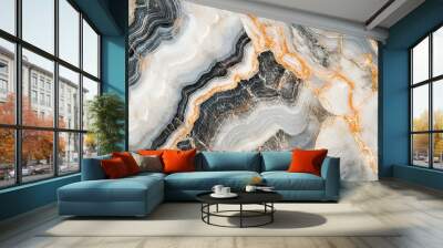 Elegant natural marble texture with orange veins Wall mural