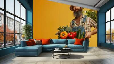 Farmer with Fresh Vegetables Wall mural