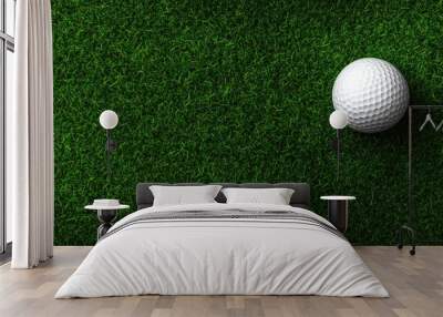 Golf Ball on Lush Green Field Wall mural