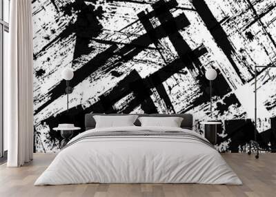 Grunge black white vector seamless background. Wall mural