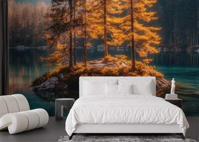 Lake island scenery Wall mural