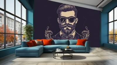 Man with Beard Wearing Sunglasses Wall mural