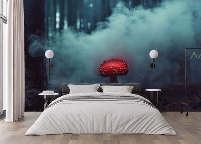 Mushroom in Forest with Smoke Wall mural