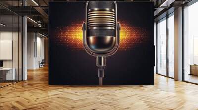 Old microphone on dark background Wall mural